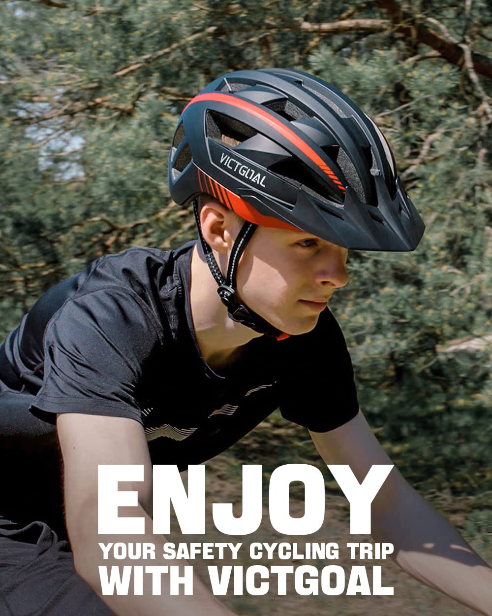 - Victgoal Bike Helmet with USB Rechargeable LED Light -