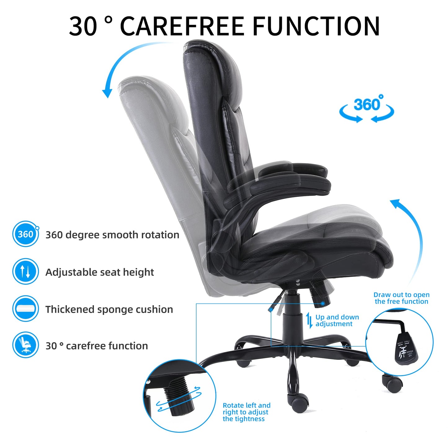 - Requena Executive Office Chair | With Flip-up Armrest | Ergonomic | Height Adjustable -