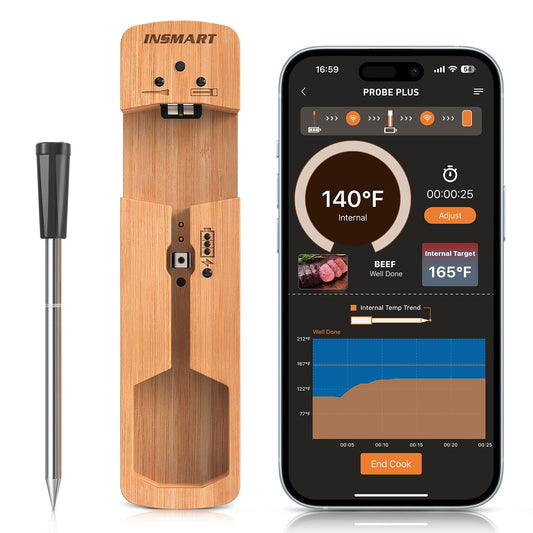 - INSMART Smart Wireless Meat Thermometer | 100m Range Bluetooth Meat Thermometer Probe for Cooking -