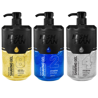 - Nishman Shaving Gel with Pump | 1000 ml | Moisturizing and Smooth Shaving Experience -