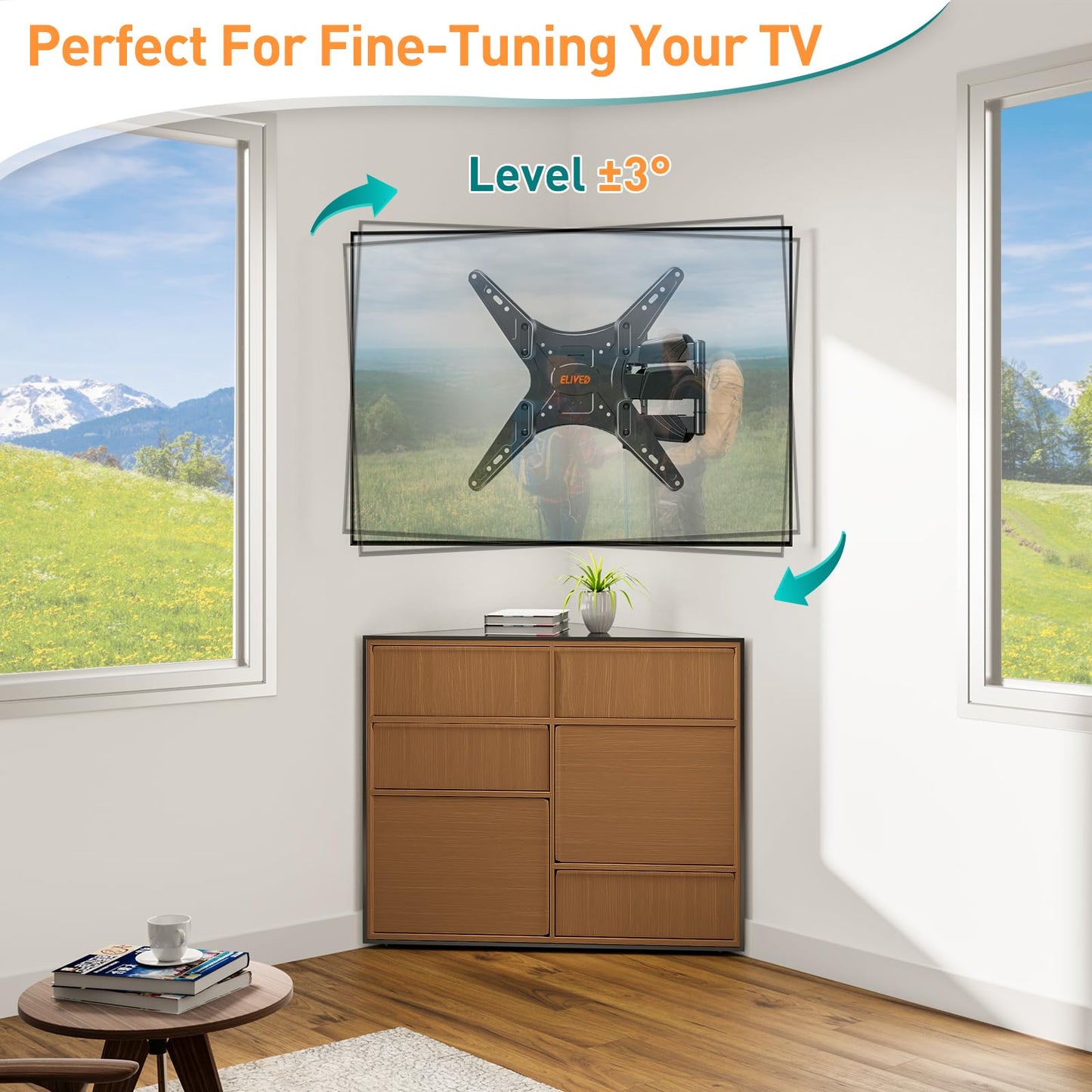 - ELIVED TV Wall Bracket for Most 26-60 inch TVs | Tilt and Swivel Wall Mount -