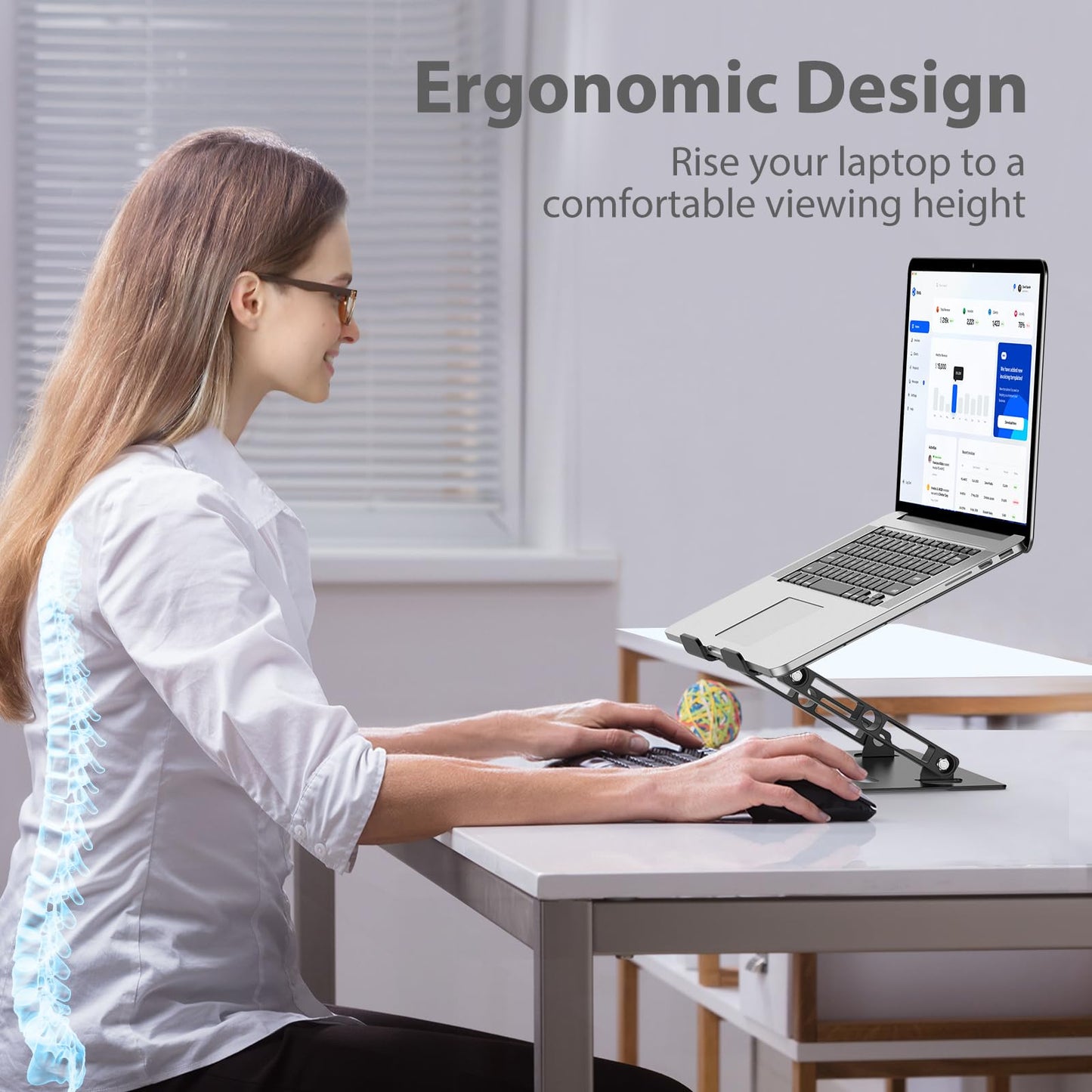- Nayka Adjustable Laptop Stand for Desk | Metal Foldable Laptop Riser -