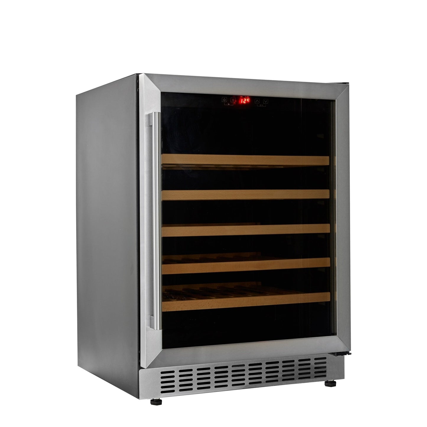 Cookology CWC600SS Freestanding Undercounter Fridge Cabinet 60cm Wine Cooler, 54 Bottle, 135 Litre Capacity, with Digital Temperature Control and Reversible Door - in Stainless Steel