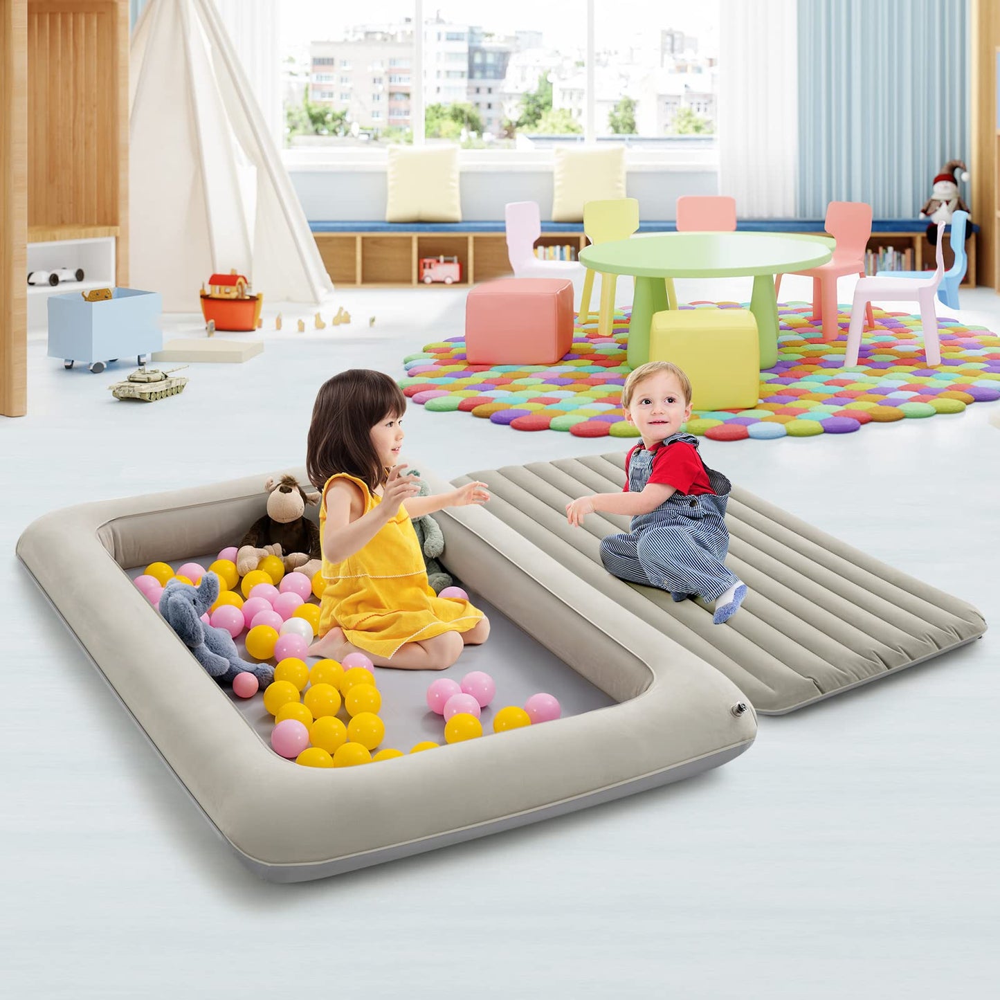- Maxmass Kids Inflatable Travel Bed | Portable Air Mattress with Electric Pump -