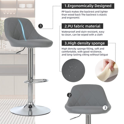 - Millhouse Modern Bar Stools Set | Leatherette Exterior | Adjustable Swivel Gas Lift -