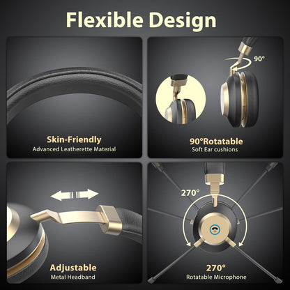 - Earbay Wireless Headset | Headphones with Microphone Noise Canceling | 45H Work Time | V5.3 Bluetooth Headset with Mic Mute & USB Dongle -