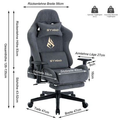 - Symino Gaming Chair | Computer Chair with Footrest | Headrest and Lumbar Support | Ergonomic -