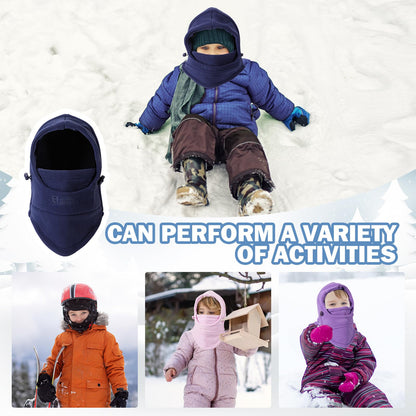 AYPOW Kids Winter Thermal Fleece Balaclava, Multifunctional Windproof Adjustable Face Cover Ski Mask, Warm Fleece Hat Cap Hood Neck Warmer Scarf for Boys Girls Cycling Skating Hiking Outdoor Sports
