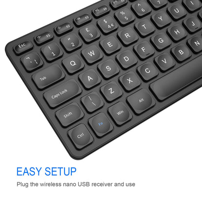 Arteck 2.4G Wireless Keyboard Ultra Slim Full Size Keyboard with Numeric Keypad and Media Hotkey for Computer/Desktop/PC/Laptop/Surface/Smart TV and Windows 10/8/ 7 Built-in Rechargeable Battery