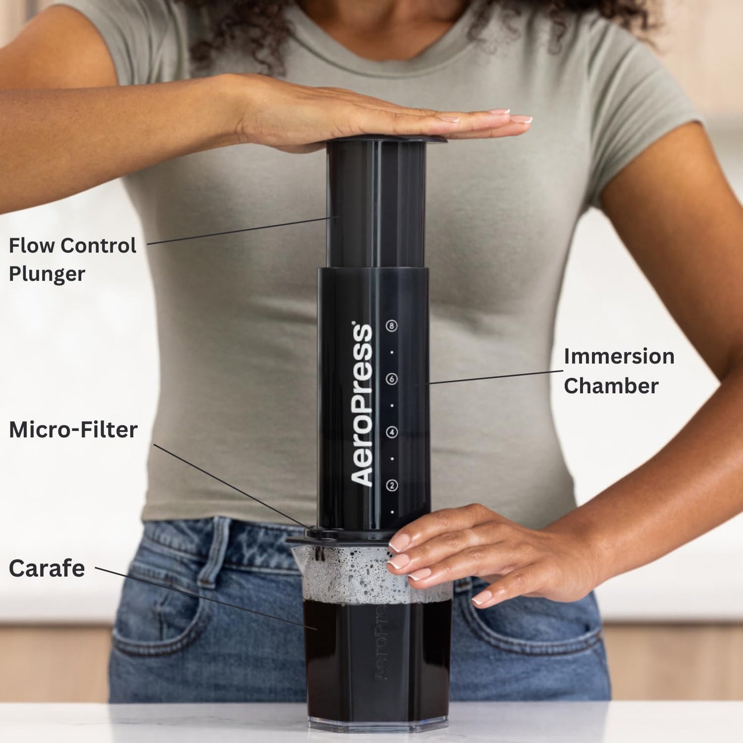 AeroPress XL Coffee Press – 3 in 1 brew method combines French Press, Pourover, Espresso. Full bodied, smooth coffee without grit or bitterness.