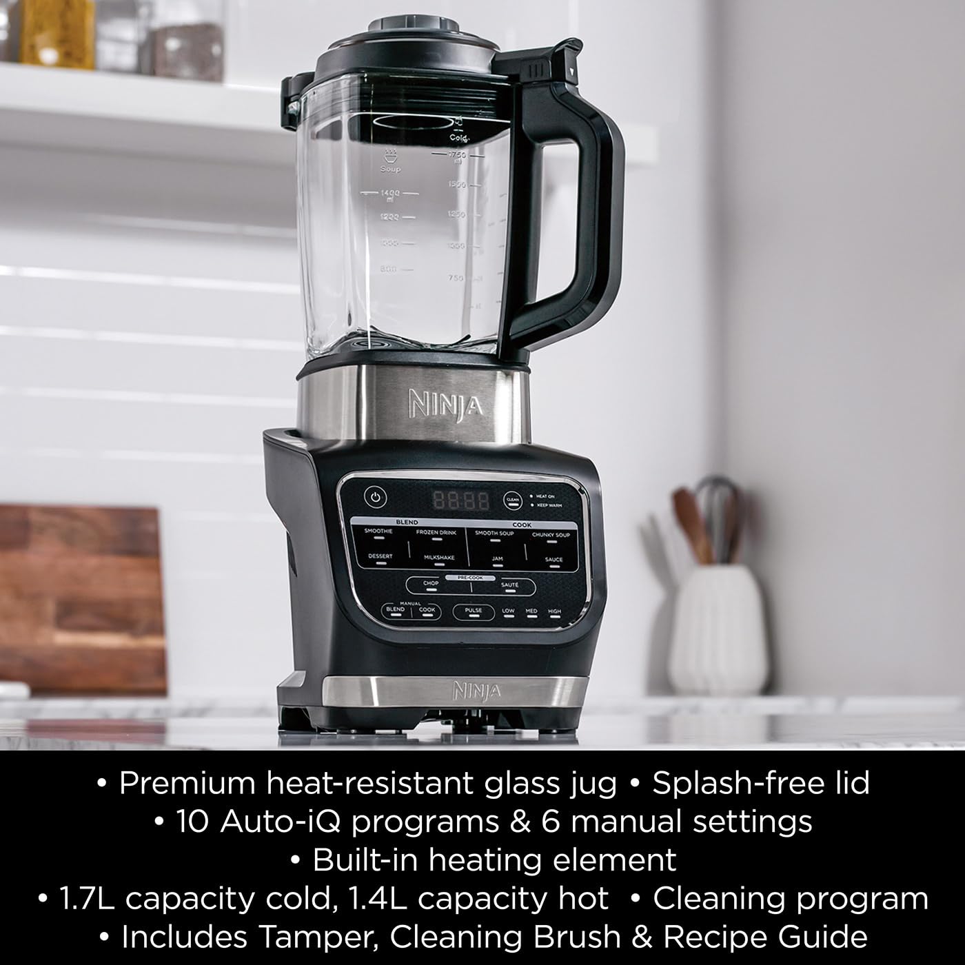 - Ninja Foodi Blender & Soup Maker | 10 Auto-iQ Programs | 1.7L Glass Jug -