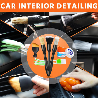- KEYAYE 25 Pcs Car Cleaning Kit | Car Detailing Kit | Ultra-Soft Car Detailing Brushes | Car Washing Kit with Microfibre Cleaning Cloth -