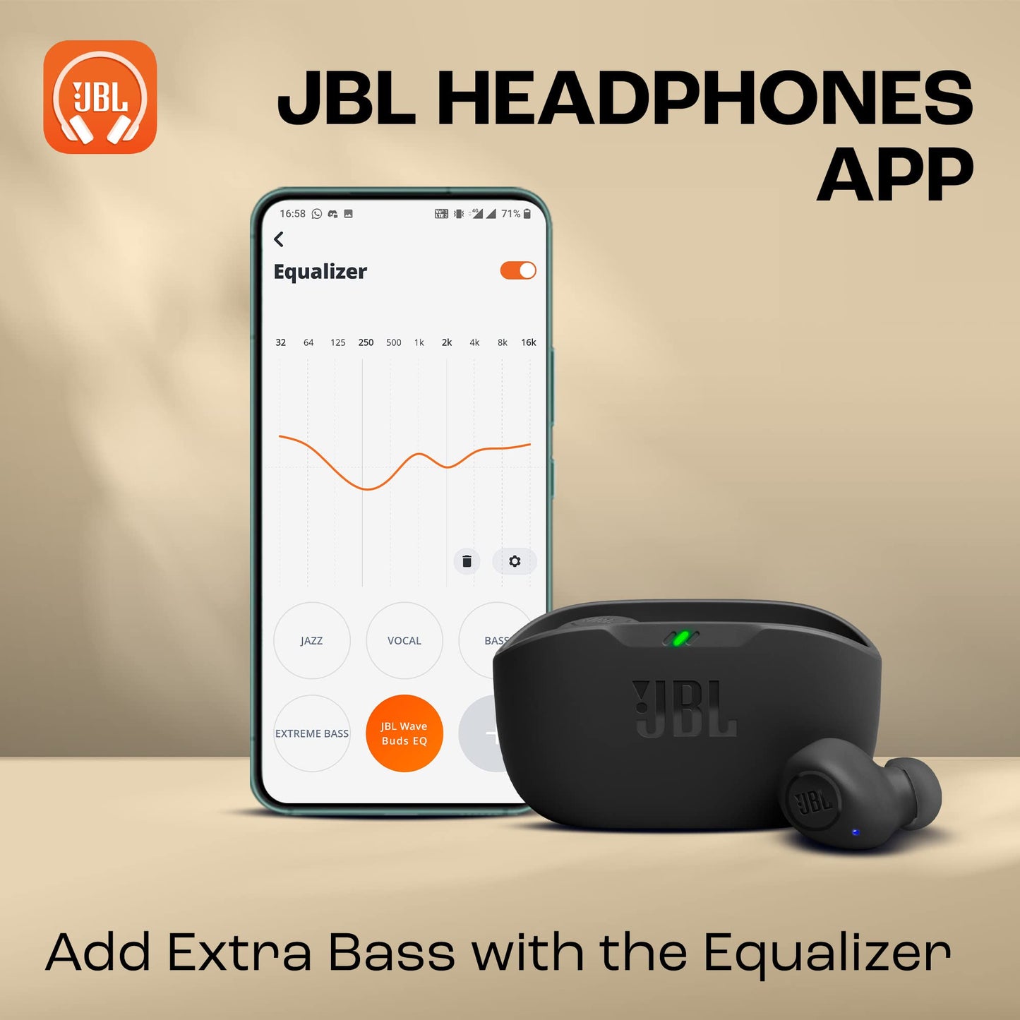 - JBL Wave Buds | In-Ear Wireless Earbuds | IP54 and IPX2 Waterproofing | Powerful Bass and 32 hours Battery Life -