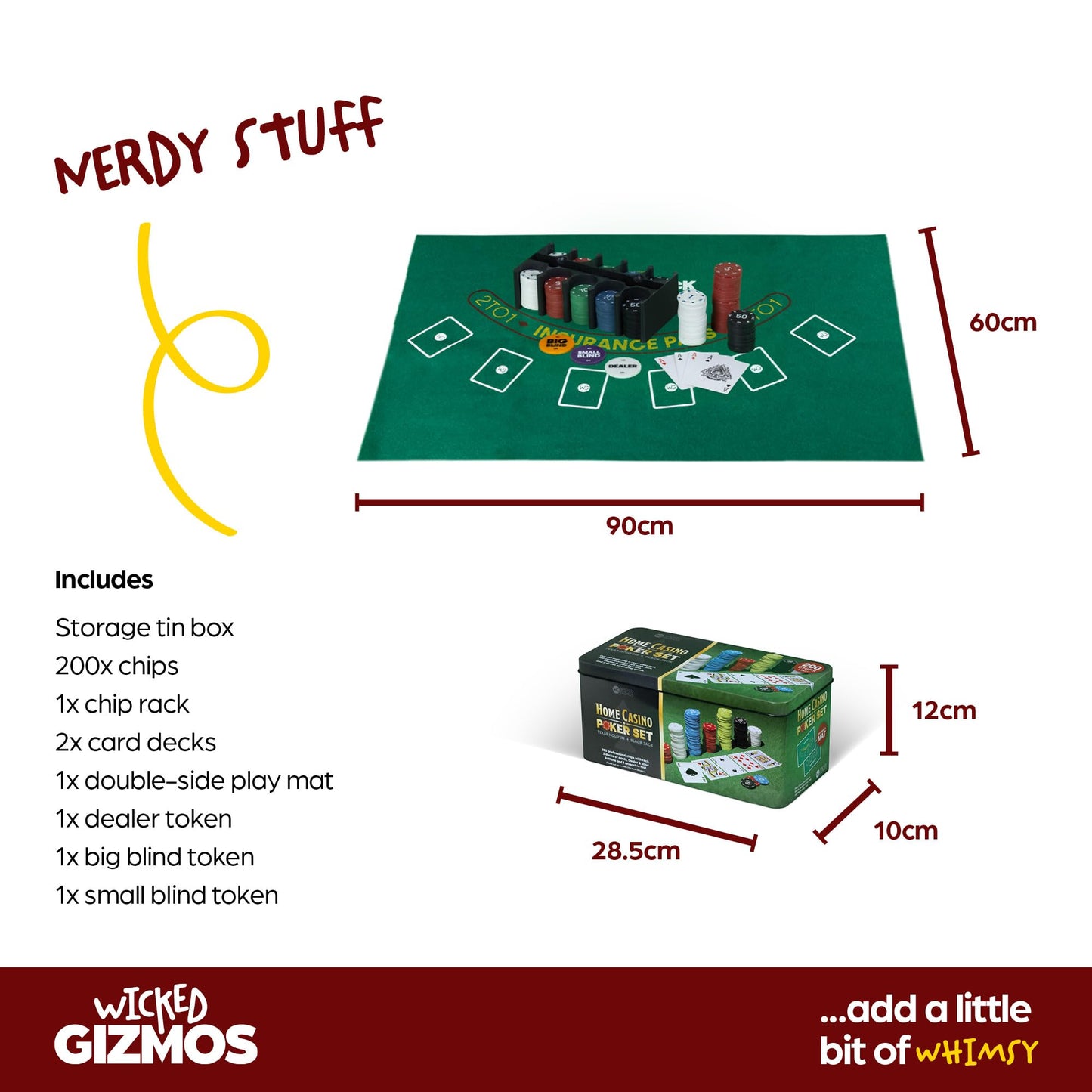 - WICKED GIZMOS Professional Casino Style 200 Piece Texas Hold'em Poker and Blackjack Game