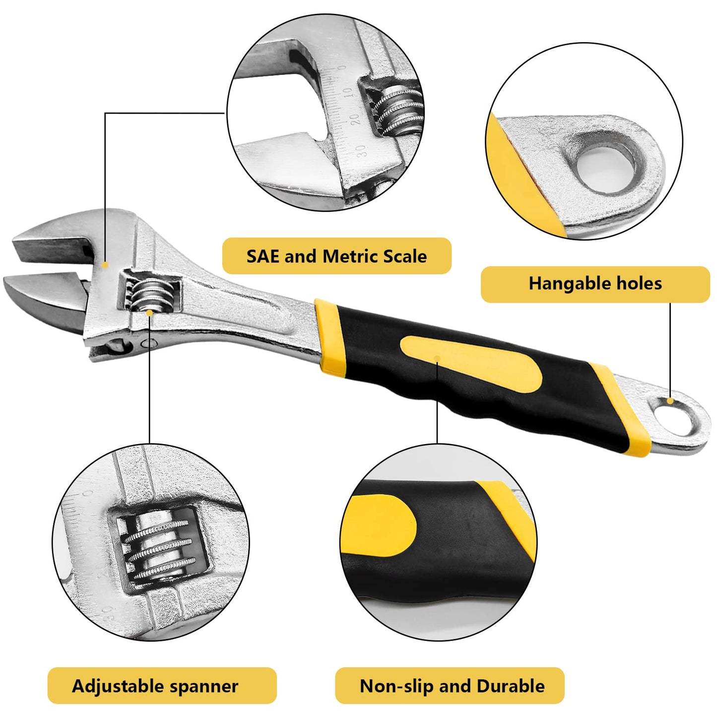 - WAIZHIUA 4Pcs Adjustable Spanner Set, 4 Sizes Adjustable Wrench Set