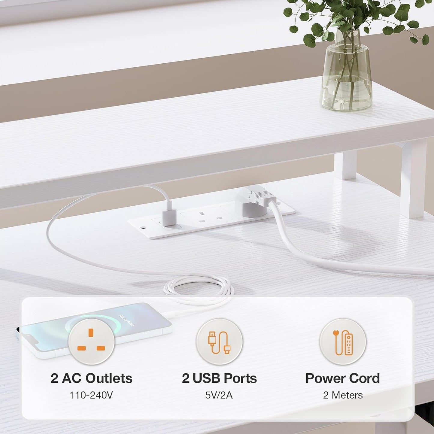 - ODK Electric Standing L-Shaped Desk | 150 x 120 cm |Height Adjustable Corner Desk -