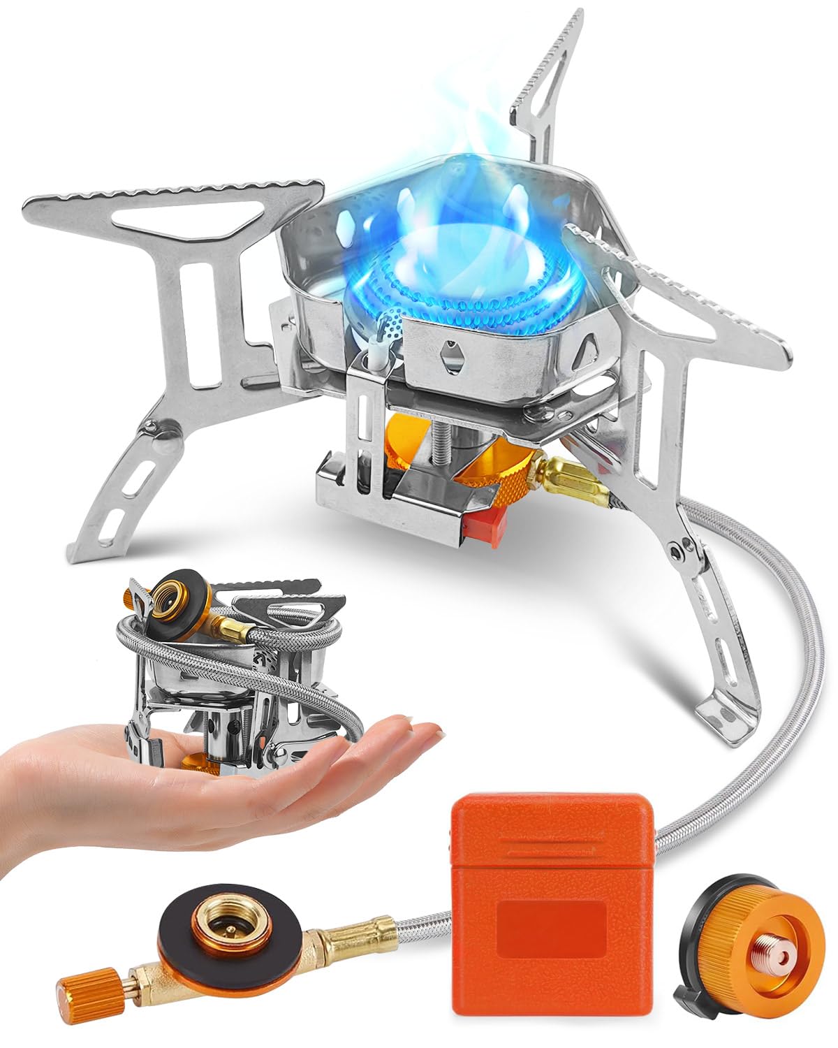 - Kemraes Camping Stove | Windproof Portable Gas Stove -