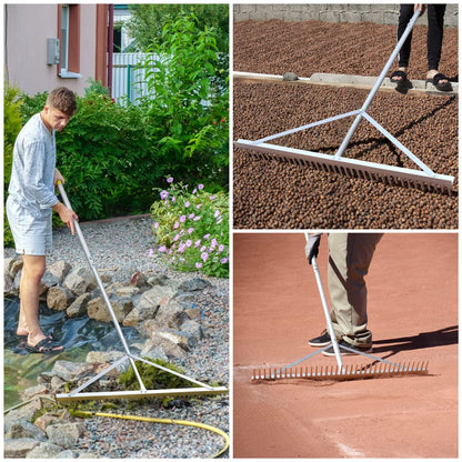 Byhagern Landscape Rake 36'', Aluminum Rake with Lightweight 69'' Handle, Landscaping Rake Tool for Lawn Care, Lake and Beach