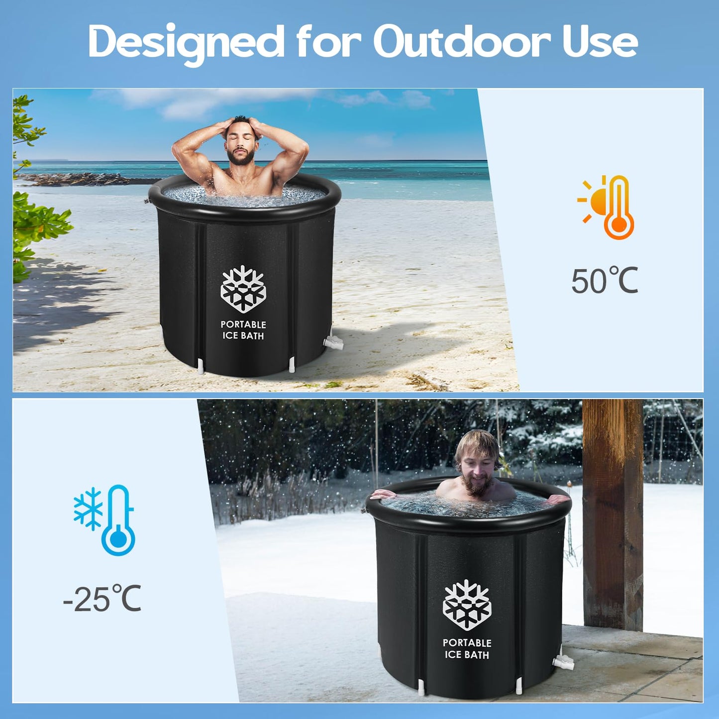 - Ice Bath Tub 376L Ice Bath Outdoor | High Capacity Cold Water Therapy Tub for Athletes | Durable Cold Plunge Pool | Portable and Insulated Cold Plunge Tub -