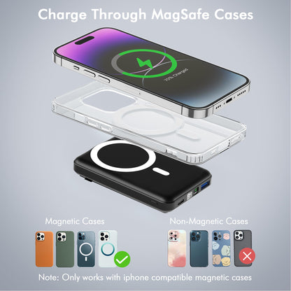 - Magnetic Power Bank | Podoru 10000mAh Foldable Wireless Portable Charger -