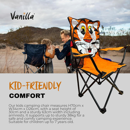 - Kids Camping Chair Tiger Kids Garden Chair | Toddler safety lock Durable & Lightweight -