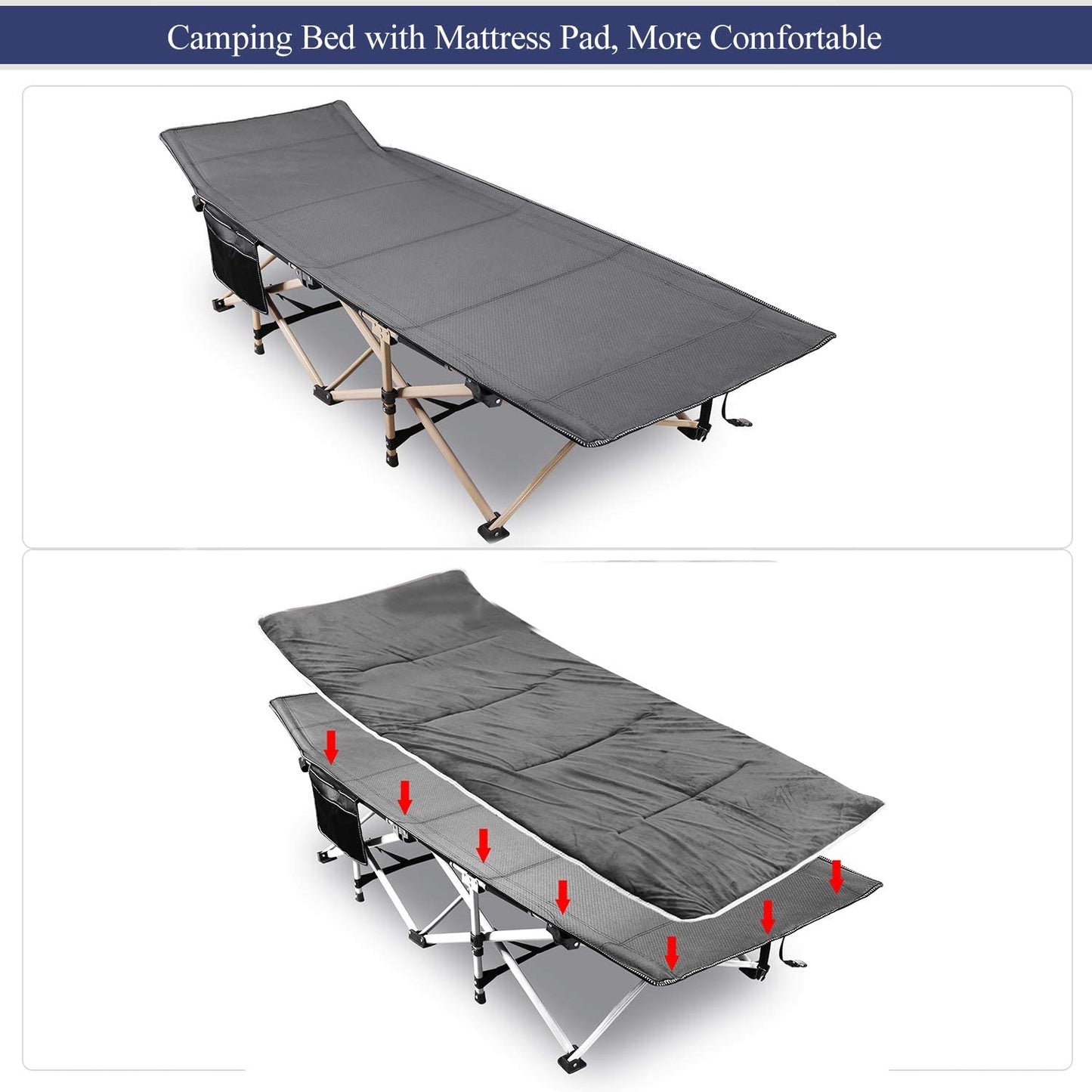 - REDCAMP Folding Camping Bed | Heavy Duty Sturdy Camp Bed with Mattress -