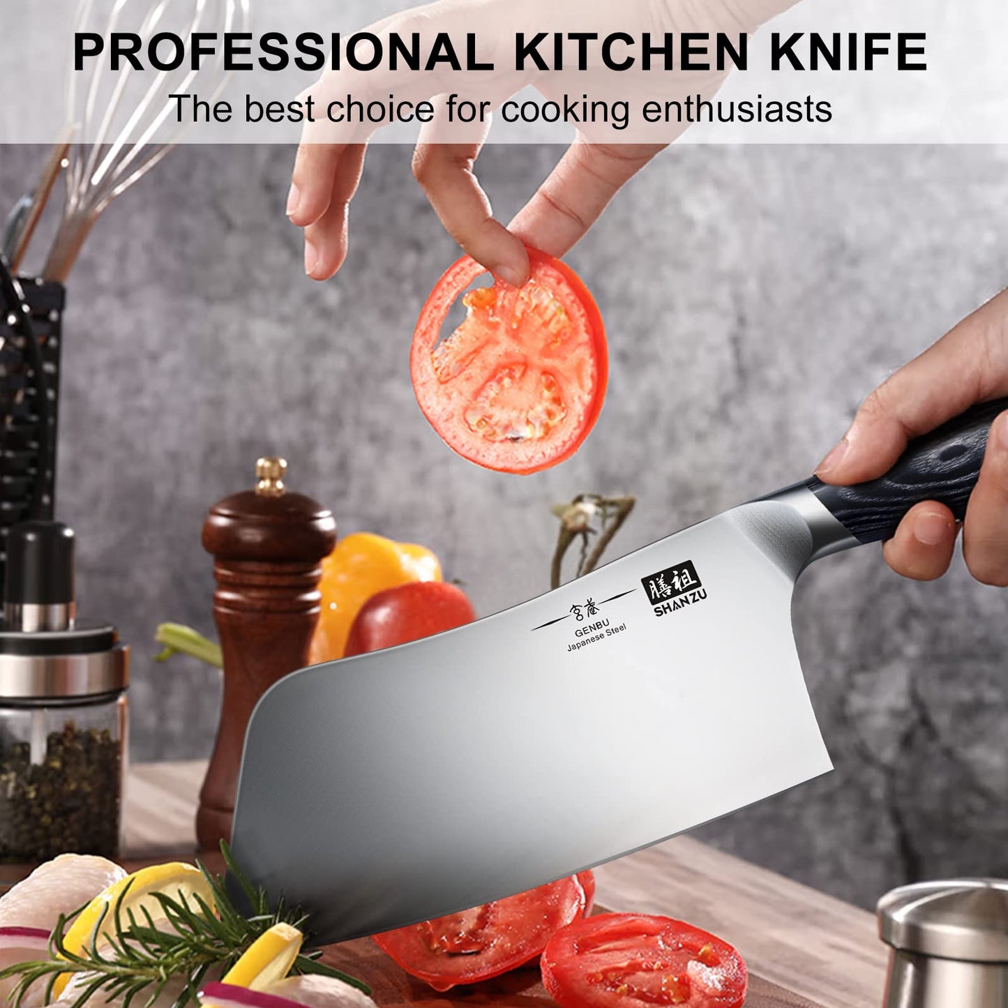 - SHAN ZU Chef Knife | 7 inch | Sharp Meat Cleaver Knife | Vegetable Chopper -