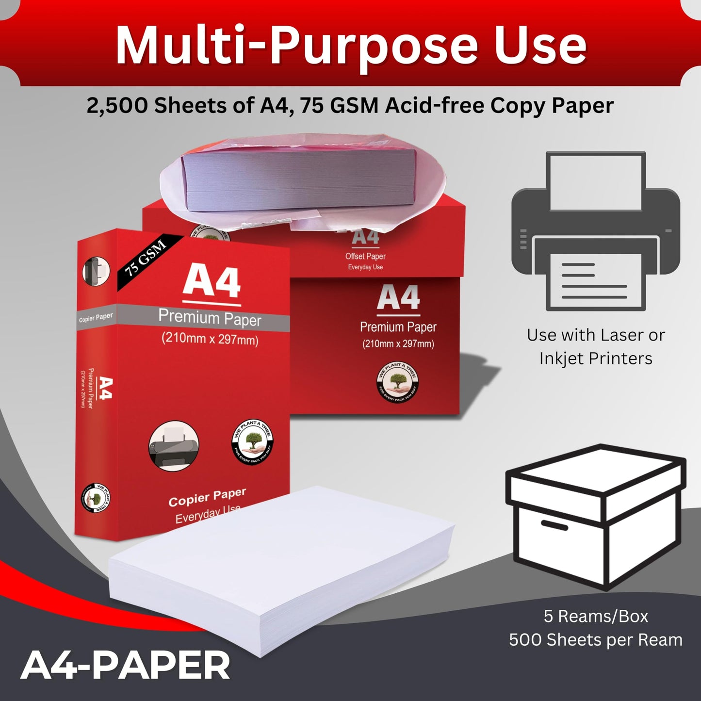 - JeeJaan® 1000 Sheets Value Multipurpose Copier Paper -