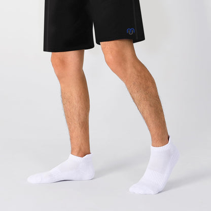Closemate 7 Pairs Ankle Trainer Socks Cushioned Sports Socks for Men Non-slip Tab Cotton Breathable Low Cut Athletic Running Socks (7White, Size L)