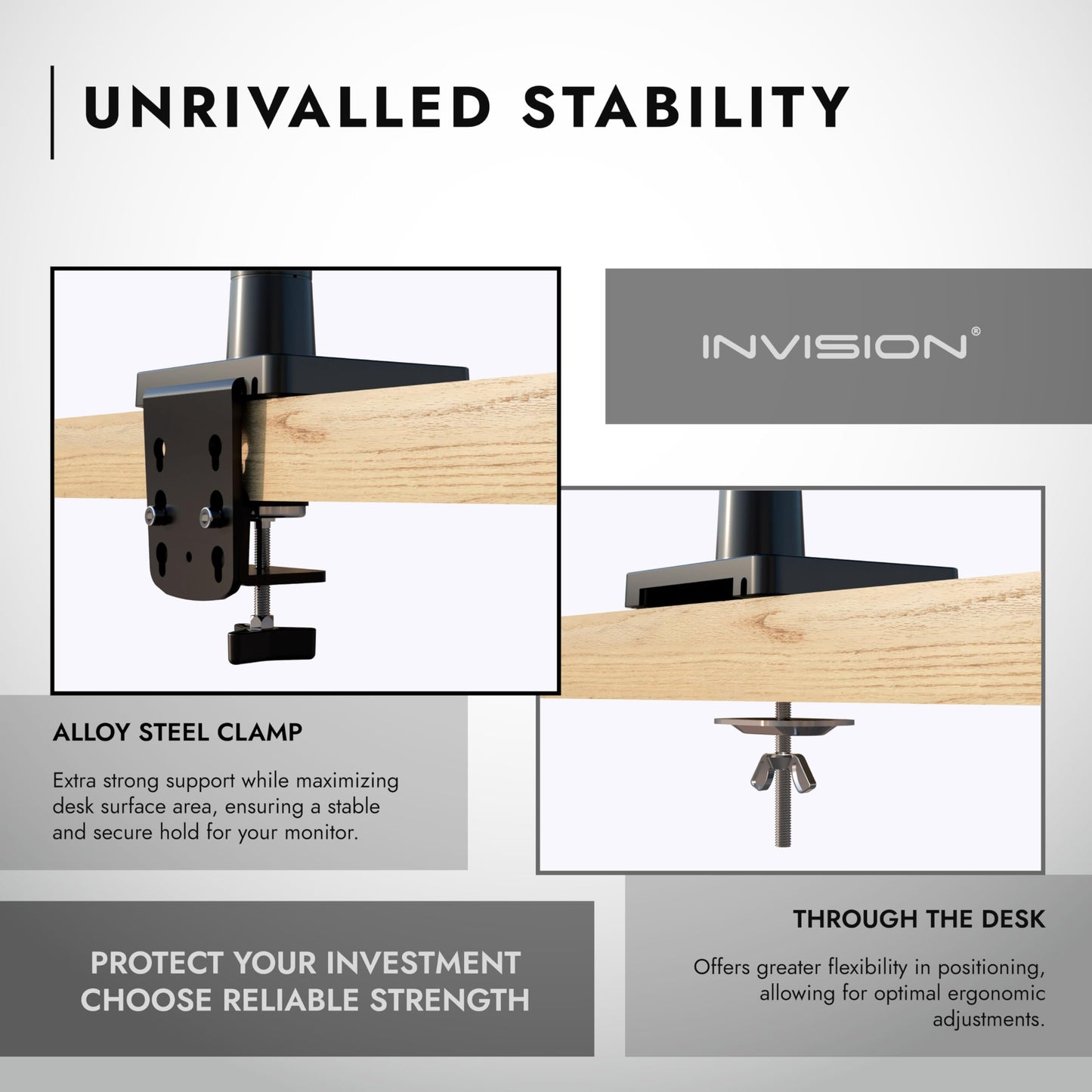 - Invision Monitor Arm Bracket Mount for most 24-49 Inch Screens -