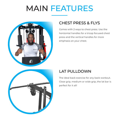 - Fit4home Multi Gym Workout Station | Home Fitness Body Exercise Machine | Total-body Workout | Multifunctional Workout Station | TF-7005A, (81.64 KG) -