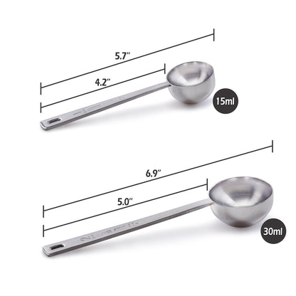 - ORBLUE Stainless Steel Coffee Scoop Set | Measuring Spoons for Ground Coffee | Espresso, Tea, Sugar & Milk Powder -