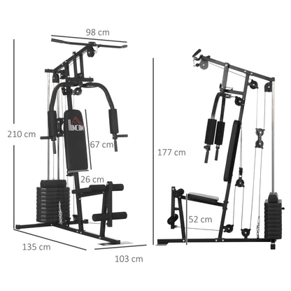 - HOMCOM Multi Gym with Weights | Multifunction Home Gym Machine | 45kg Weight Stack -