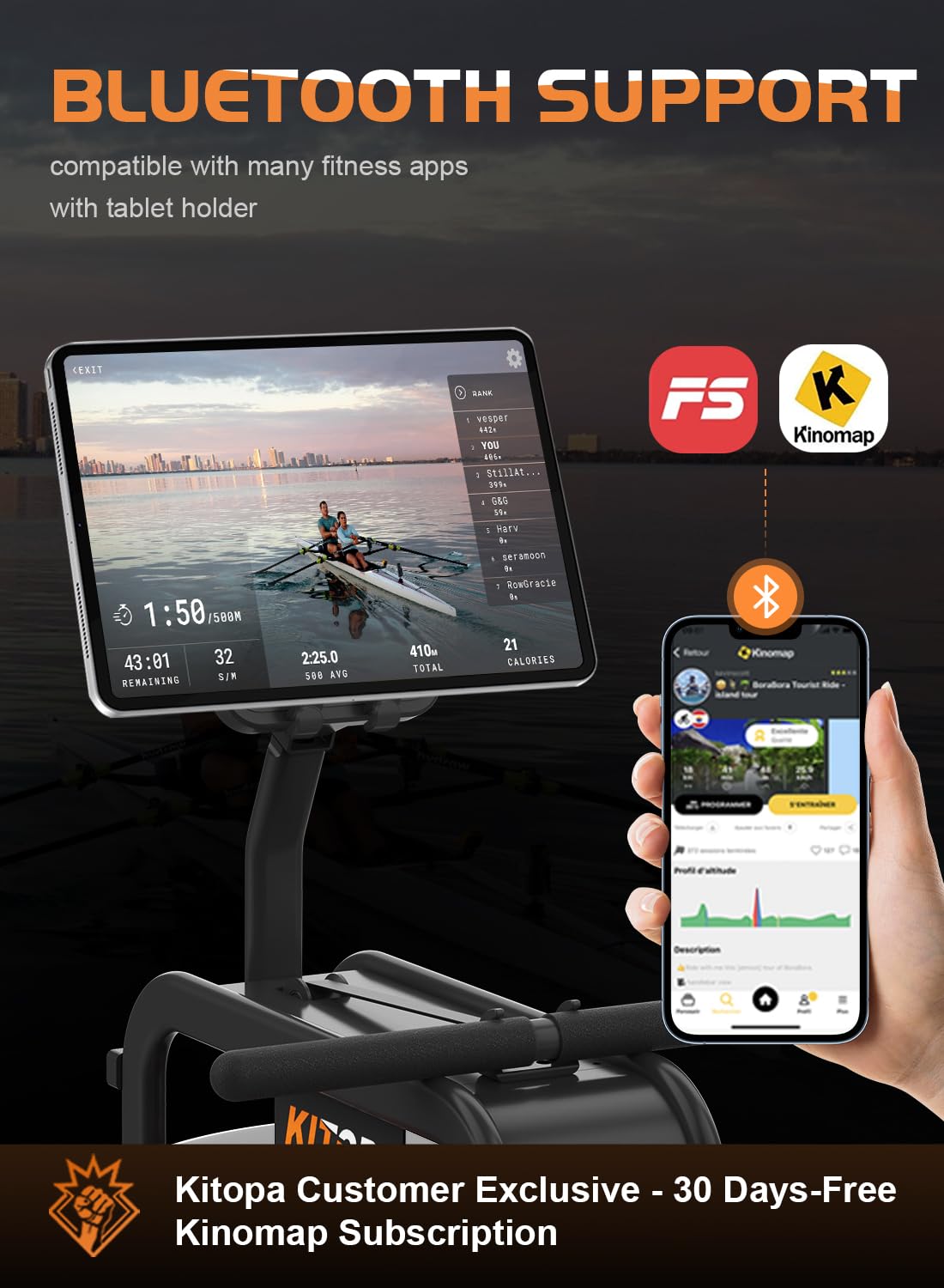 - Kitopa Rowing Machine | Rowing Machine for Home Gym | LCD Monitor and Aluminum Rail -