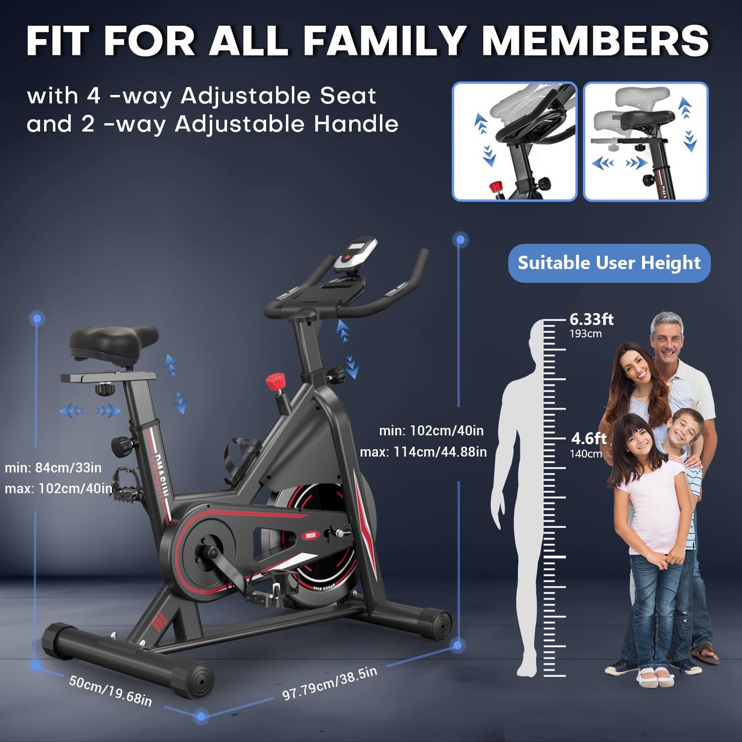 - DMASUN Indoor Exercise Bikes For Home Gym | Use with LCD Display -