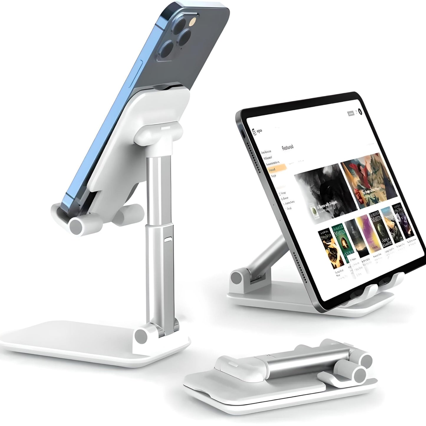 Betron Universal Phone Stand, Height Adjustable Holder, Foldable Cradle Dock Compatible with iPhone, Samsung Galaxy, and Other Smartphones
