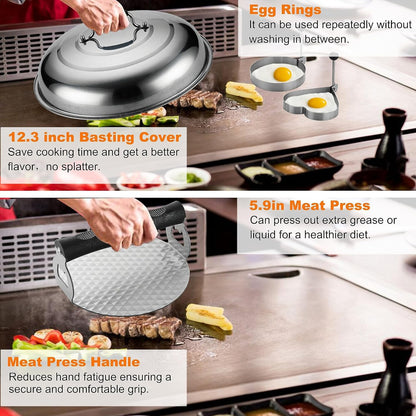 - Grilljoy 28-Piece Griddle Spatulas Kit with Cleaning Kit -