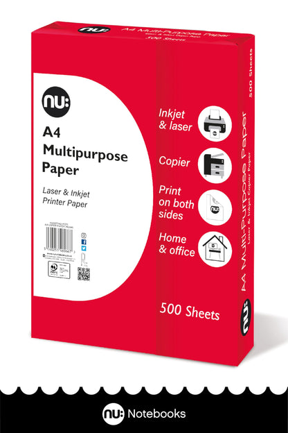 - NU: Multi-Purpose Printer Paper | White | 500 Sheets -
