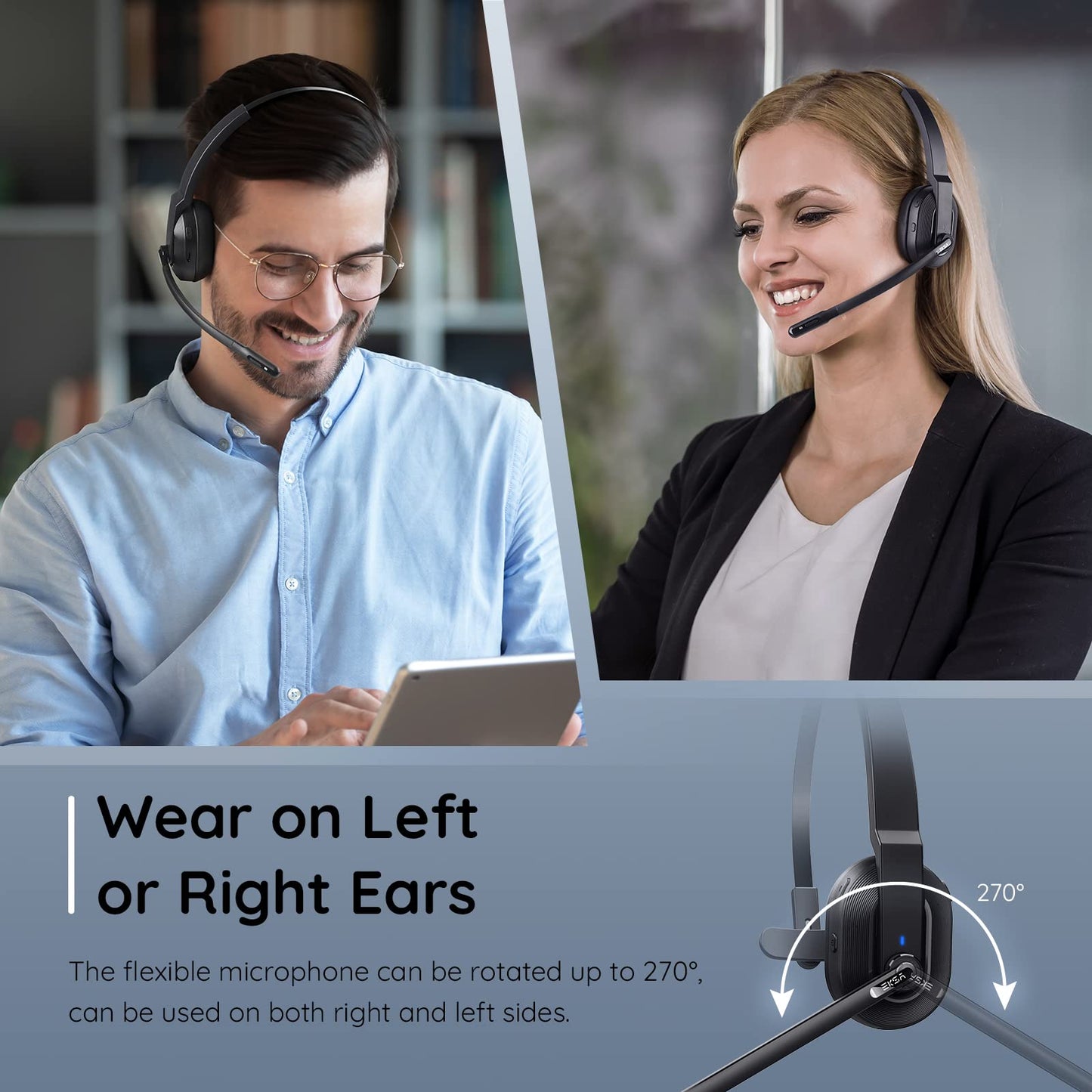 - EKSA H5 Bluetooth Headset | Microphone AI-Powered ENC, Wireless PC Headsets -