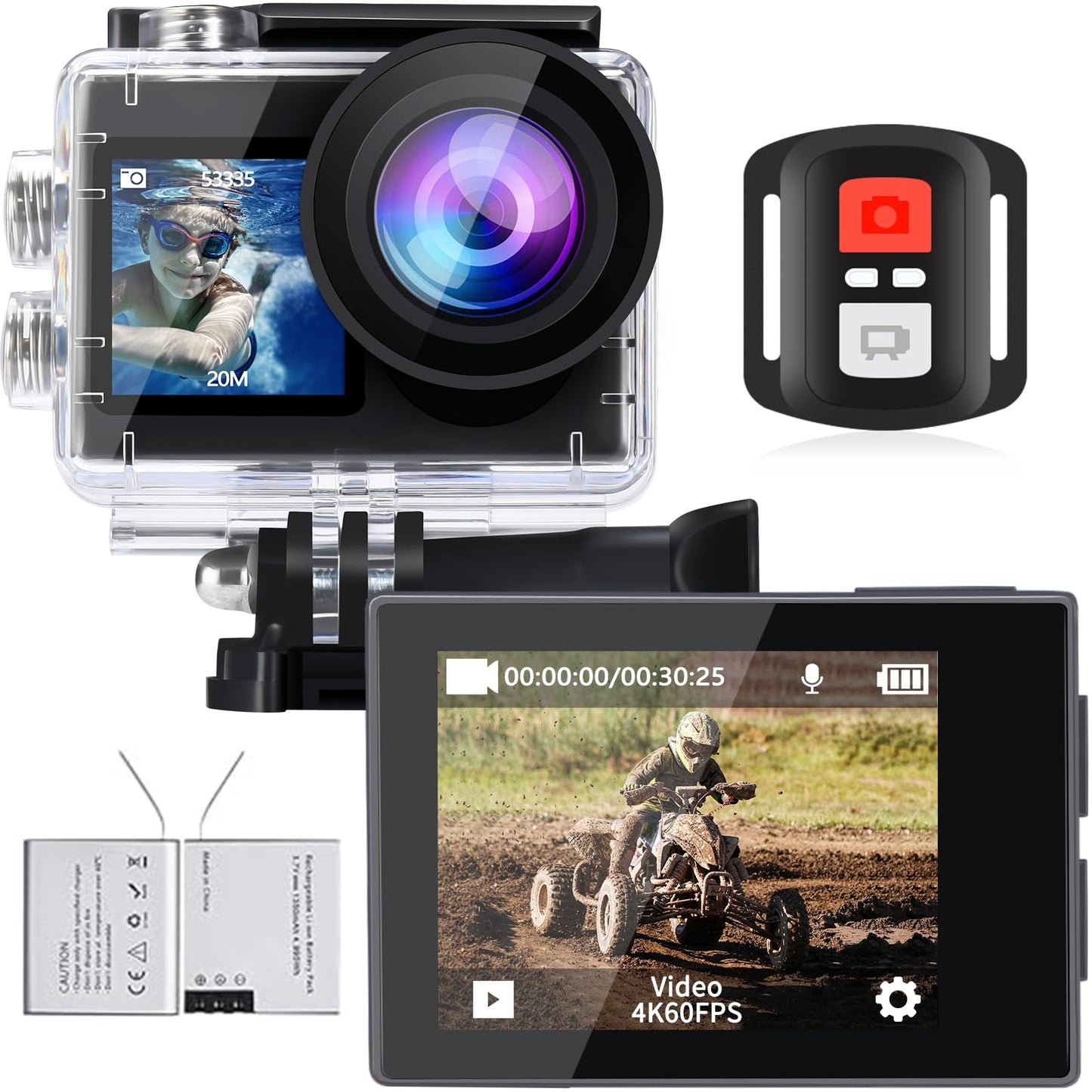 - icefox Action Camera | 4K Underwater Camera | External Microphone | Waterproof 40M | Ultra HD 20MP Camera -