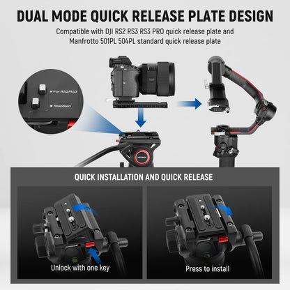 - NEEWER 74 Inch Pro Video Tripod | Fluid Head | QR Plate Compatible -