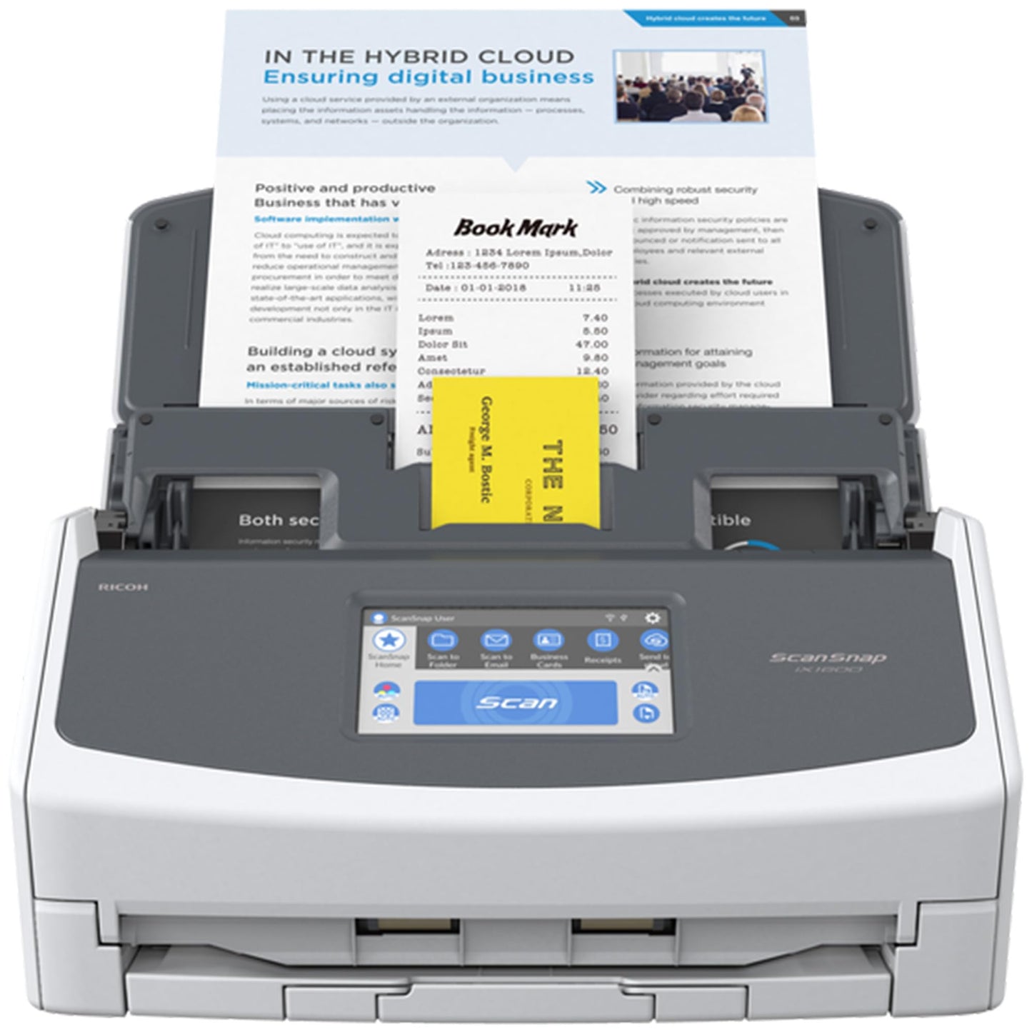 - ScanSnap iX1600 White Document Scanner | Desktop | Double Sided with WiFi | Touchscreen -
