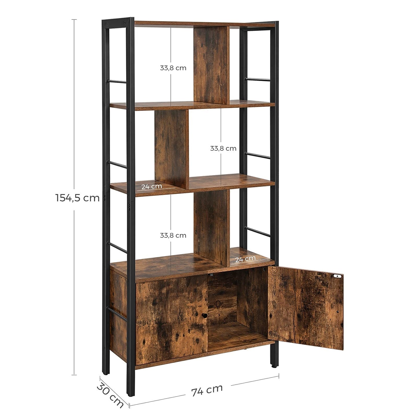- VASAGLE Bookshelf, Storage Shelf, Large Bookcase with Doors -