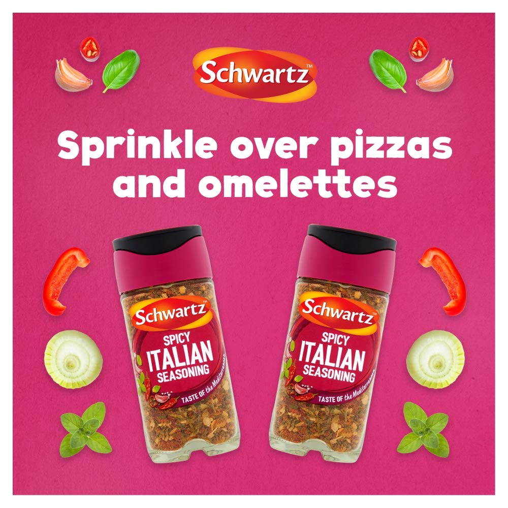 - Schwartz Spicy Italian Seasoning 42 G | Jar | Pack of 6 | Expertly Blended with Peppers, Chilli, Garlic & Basil -