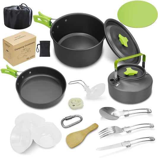 - LAMTOR Camping Cookware Kit | Portable Aluminum Outdoor Camping Cooking Set | Camping Pots and Pans Set -