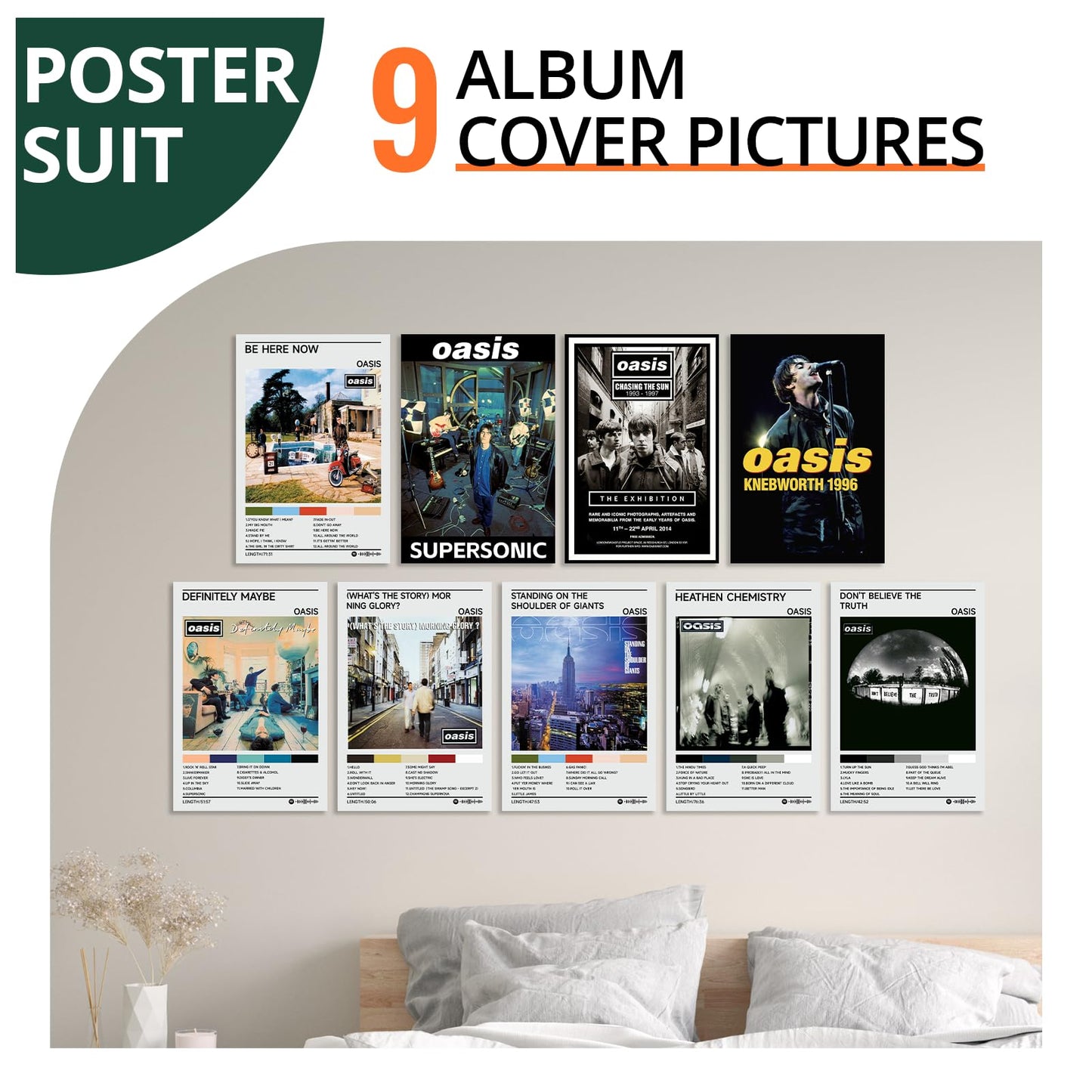 - TideArt 9 PCS Oasis Poster |  Frameless Music Album Covers Posters | Wall Art -