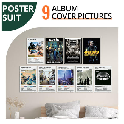 - TideArt 9 PCS Oasis Poster |  Frameless Music Album Covers Posters | Wall Art -