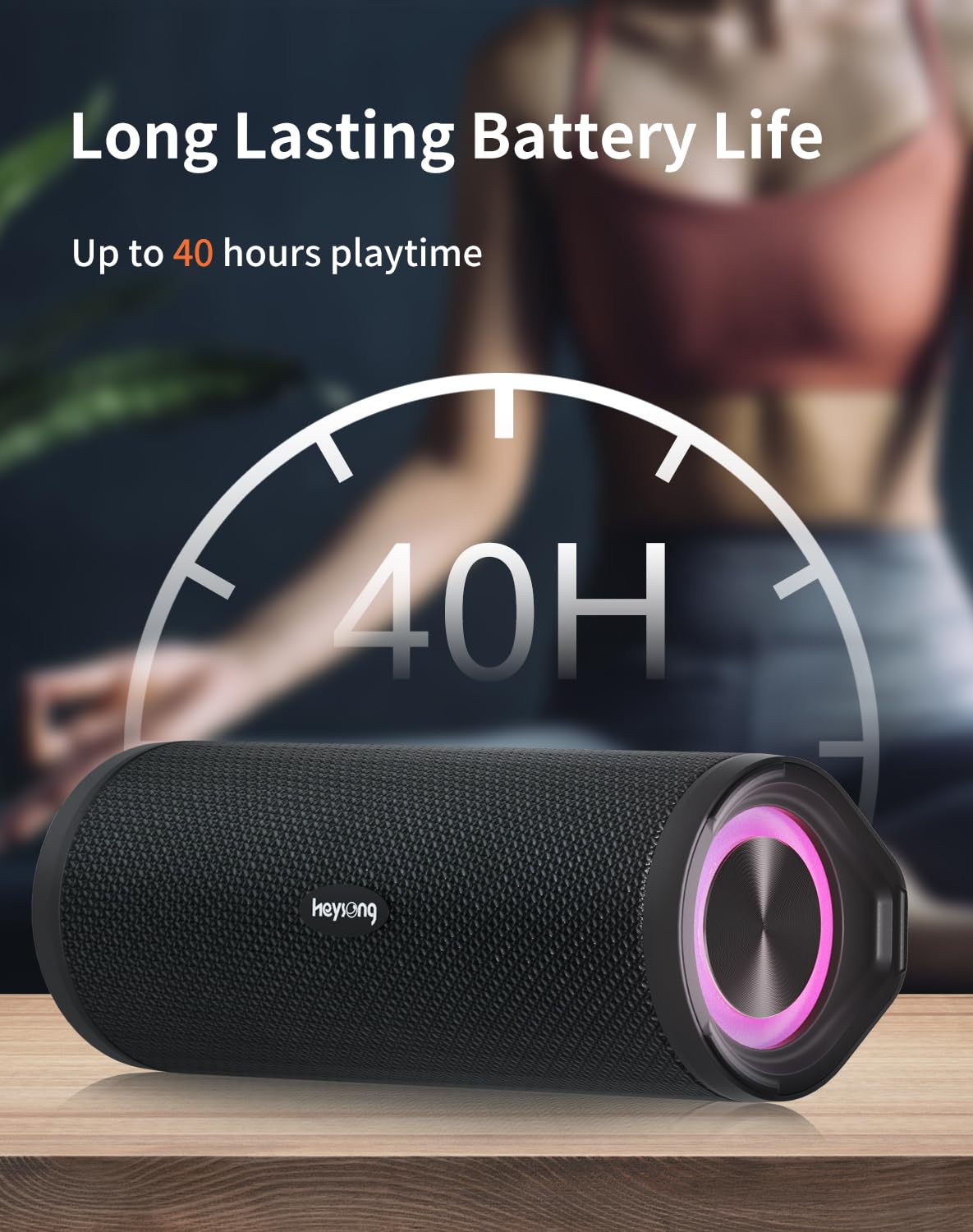 - HEYSONG Portable Bluetooth Speaker | Waterproof Outdoor Speakers | With LED Light -