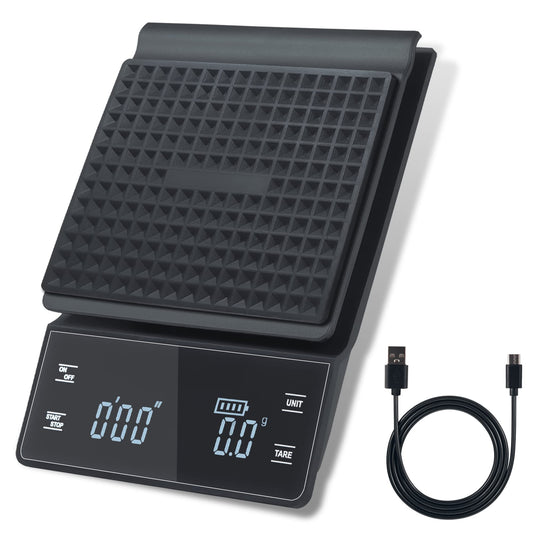 bemece Digital Coffee Scales with Timer,0.1g/3KG High Precision Kitchen Scale with Large LED Display,Waterproof Electronic Espresso coffee Weighing Scales(Type C charging cable)