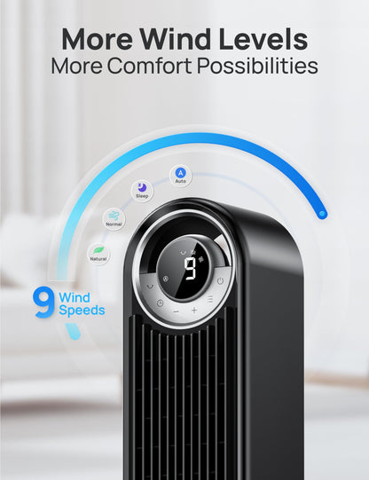 - Dreo 25dB Smart Silent Tower Fan | Upgrated DC 9 Speeds Utral-Quiet Floor Fan | 90° Oscillating Bladeless Cooling Fan | 4 Modes 12H Timer | Remote Control -